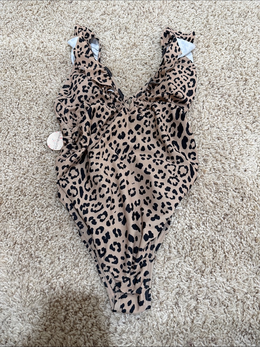 Pinkblush Leopard Ruffle One-Piece Swimsuit - Tan & Black